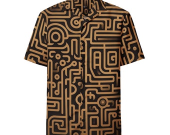 Funky Tiger® Desert Maze Button Down Shirt - Mohave for Men | Short Sleeve Shirt | Casual Button Down | Summer | Vacation | Beach