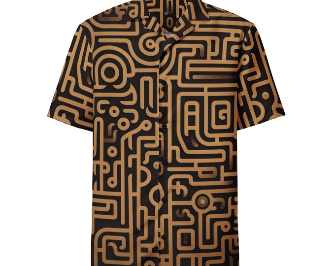 Funky Tiger® Desert Maze Button Down Shirt - Mohave for Men | Short Sleeve Shirt | Casual Button Down | Summer | Vacation | Beach