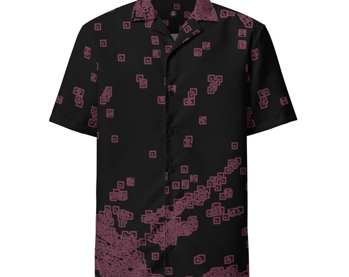 Funky Tiger® Purple Chips Button Down Hawaiian Shirt | Men’s Short Sleeve Party Shirt in Abstract Purple Design| Comfort on any Occasion