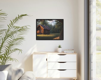 Home Sweet Home: The Cozy Charm of a Rustic Wood Cabin Canvas Wall Art