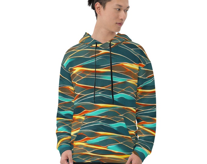 Funky Tiger® Mens Green Lit Premium Hoodie, Cool Hoodie for Gaming, Concert, Beach, Event, Everyday