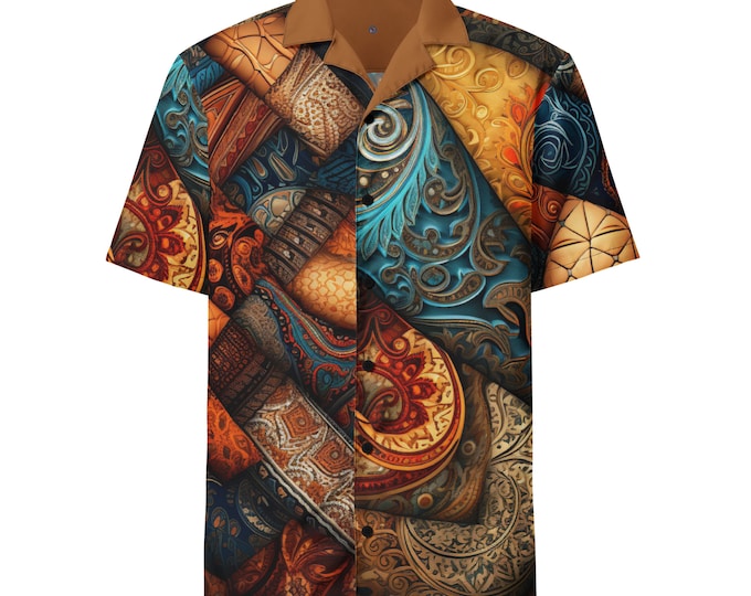 Funky Tiger® Paisley Flux Button Down Shirt, Casual Button Down Shirt for Men, Short Sleeve For Comfort