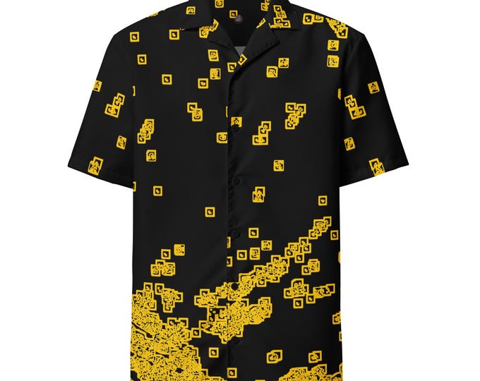 Funky Tiger® Gold Chips Button Down Hawaiian Shirt | Men’s Short Sleeve For Comfort, Party , Vacation, Summer, Fall