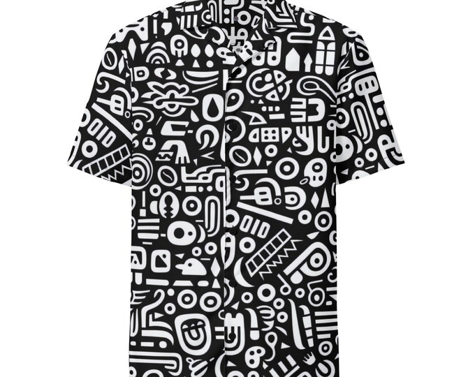 Funky Tiger® All About Nada Button Down Shirt for Men | Short Sleeve Shirt | Casual Button Down | Summer | Vacation | Beach