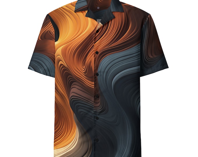 Funky Tiger® Galactic Tide Button Down Shirt for Men | Short Sleeve Shirt | Casual Button Down | Summer | Vacation | Beach