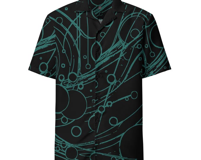 Funky Tiger® Sketches Shirt – Short Sleeve Men’s Shirt in Cool Tones with Unique Design | Comfort for any Occasion | Casual Button Down