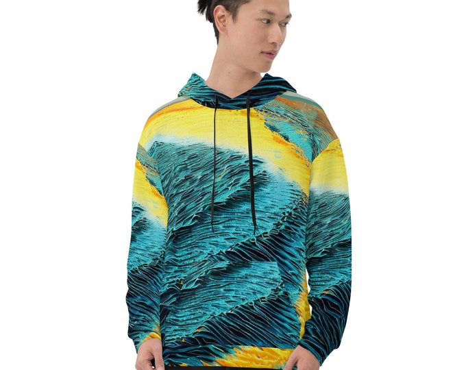 Funky Tiger® Mens Fire on Water Premium Hoodie, Cool Hoodie for Gaming, Concert, Beach, Event, Everyday