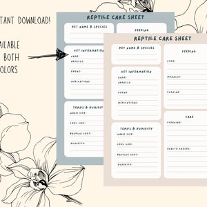 Reptile Care Sheet for Pet Sitter / Snake or Lizard Sitter Checklist ...