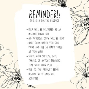 Reptile Care Sheet for Pet Sitter / Snake or Lizard Sitter Checklist ...
