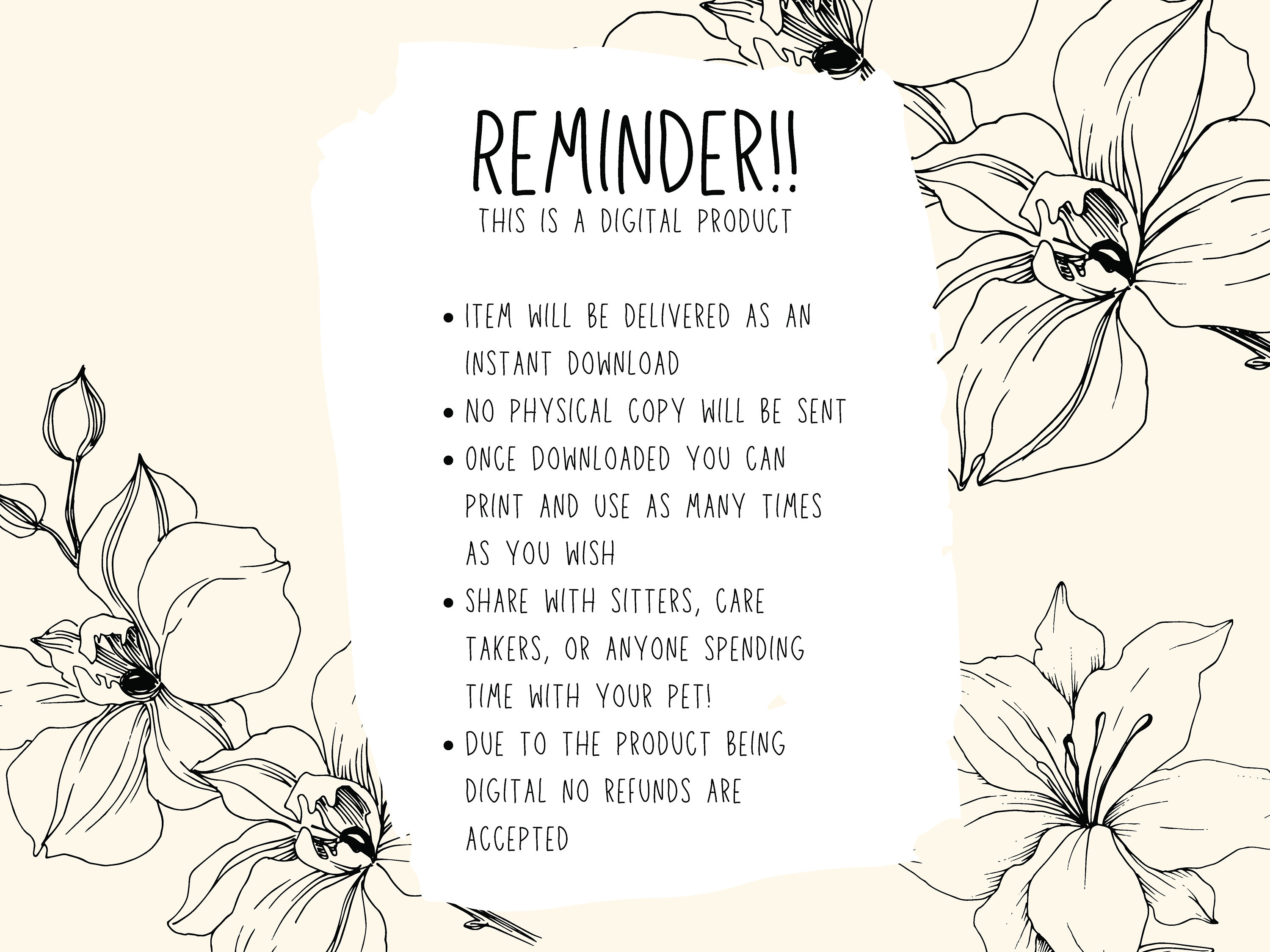 Reptile Care Sheet for Pet Sitter / Snake or Lizard Sitter Checklist ...