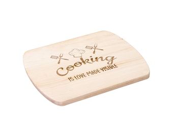 Premium American Hardwood Cutting Board -Cooking is Love Made Visible Quote- Best for Wedding Gift ,Mothers Day,Anniversary ,Birthday