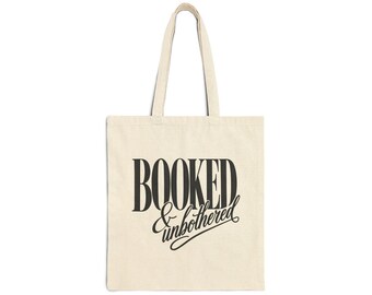 Bolso de mano Booked & Unbothered, bolso de lona Bookish, regalo para amantes de los libros, bolso de lectura, bolso de libros estético, bolso de biblioteca para lectores