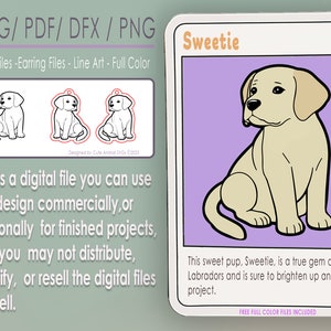 labrador retriever lindo animal SVG Pendientes Descargar dxf joyería pegatina PDF Glowforge Cricut Cut file PNG T-Shirt color lab