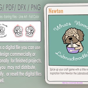 Labradoodle lindo animal SVG Pendientes Descargar dxf joyería pegatina PDF Glowforge Cricut Cut archivo PNG T-Shirt color
