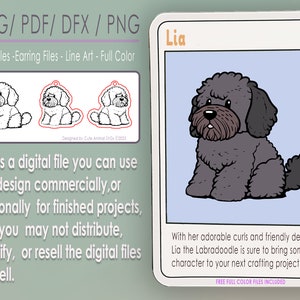 Labradodle lindo animal SVG Pendientes Descargar dxf joyería pegatina PDF Glowforge Cricut Cut archivo PNG T-Shirt color