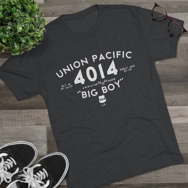 Big Boy 4014 Union Pacific Steam Engine Railroad tshirt gift railroad fan Train vintage artwork classic steam engine Unisex Tri-Blend Crew T