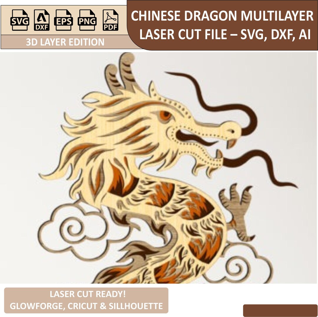 Chinese Dragon Multilayer Laser Cut File SVG Dxf AI | Intricate Asian ...
