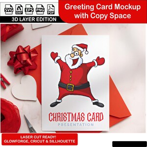 Bozza di biglietto d'auguri con spazio per copia, elegante espositore per cancelleria, modello digitale per inviti e messaggi personalizzati