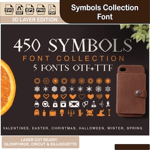 Symbols Collection Font for Graphic Design, Unique Typeface Set, Decorative Alphabet & Special Characters, Digital Download