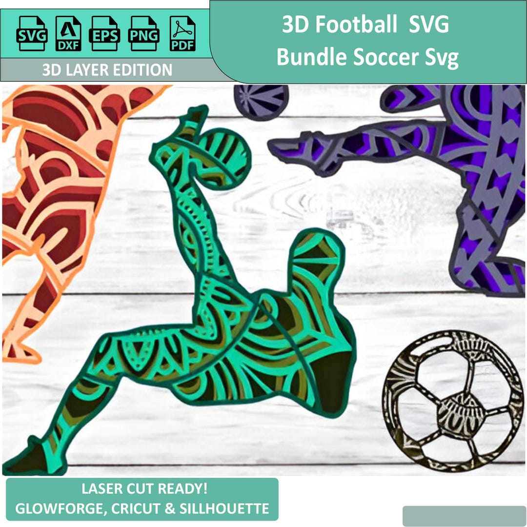 3D Football SVG Bundle | Soccer SVG Cut Files for Cricut & Silhouette ...