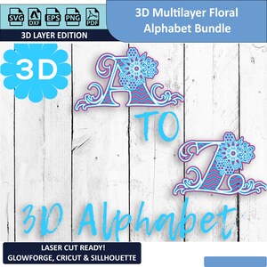 Ensemble alphabet floral 3D, lettres en papier multicouche pour travaux manuels, décoration de mariage, scrapbooking et cadeaux personnalisés