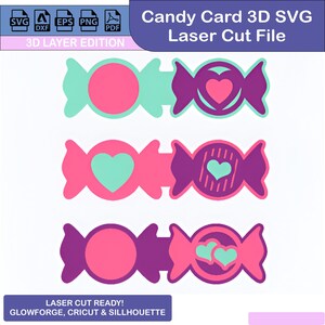 3D Candy Card SVG Template - Printable Pop-Up Sweet Treat Design for Cricut & Silhouette, Digital Paper Craft, Birthday and  Holiday Cards