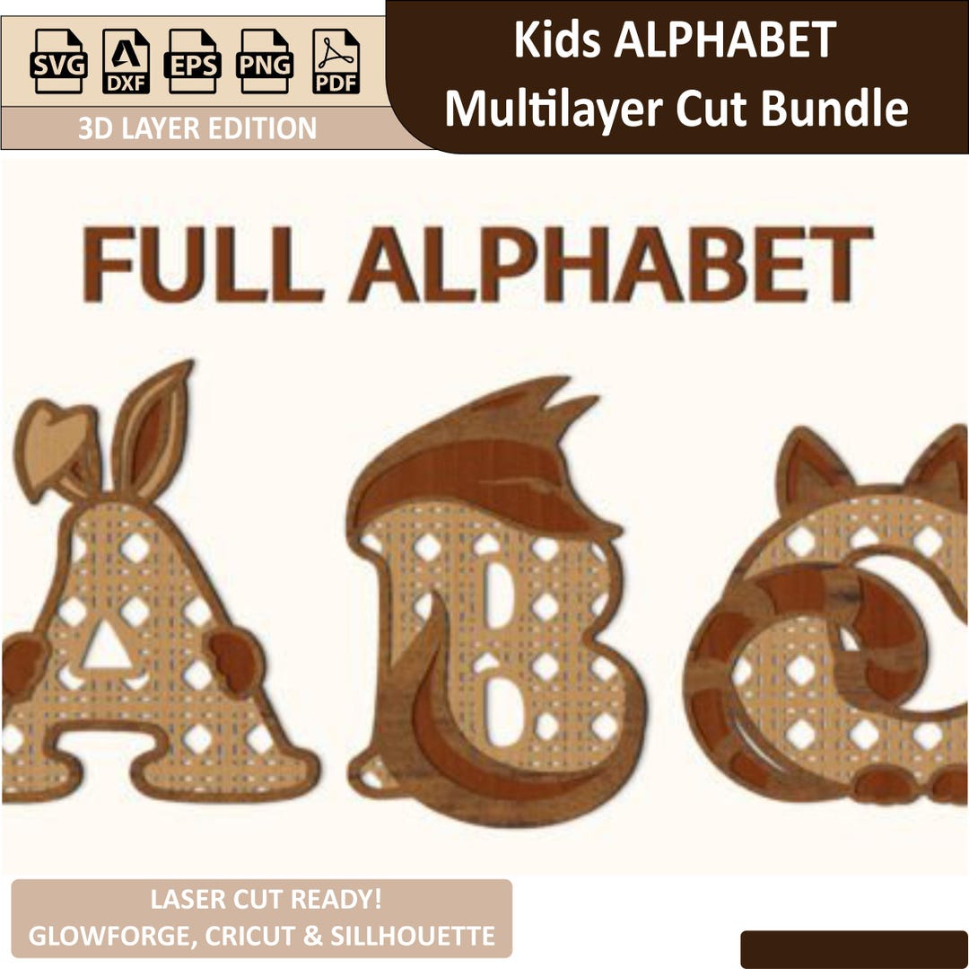 Kids Alphabet Multilayer Cut Bundle | Educational DIY Craft Letters for ...