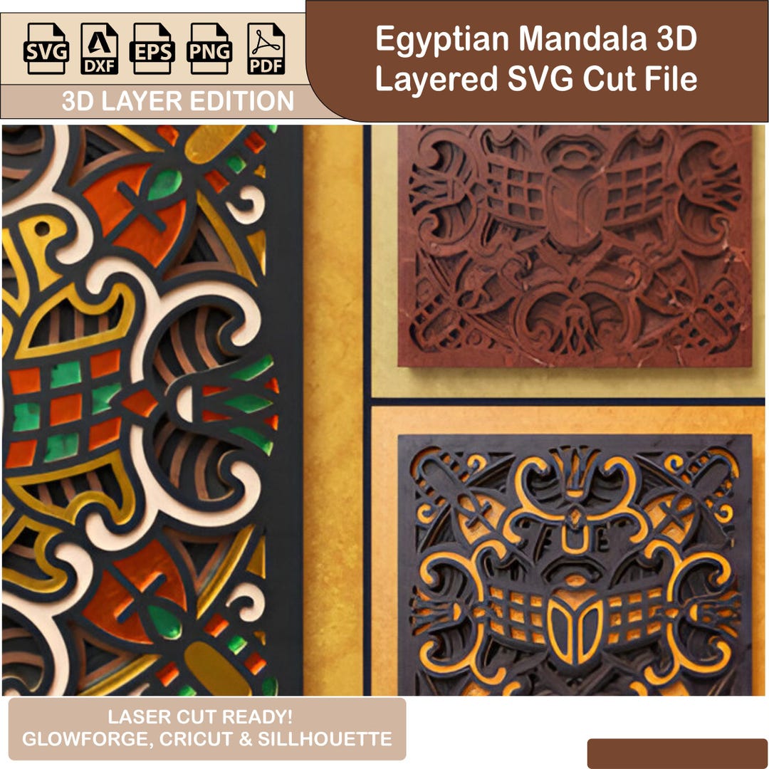 Egyptian Mandala SVG Cut File – 3D Layered Papercraft Template for ...