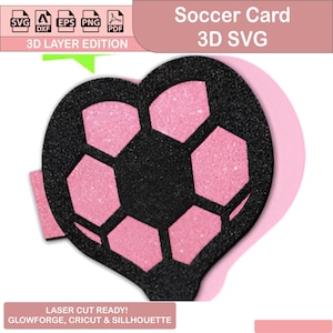 Soccer Card 3D SVG Cut File for Cricut & Silhouette | Instant Download Football Paper Craft Template