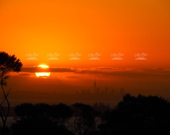 Coucher de soleil sur Auckland Nouvelle-Zélande