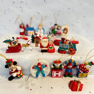 20+ Miniature (1”) Christmas Tree Ornaments Including Hallmark Mickey Mouse
