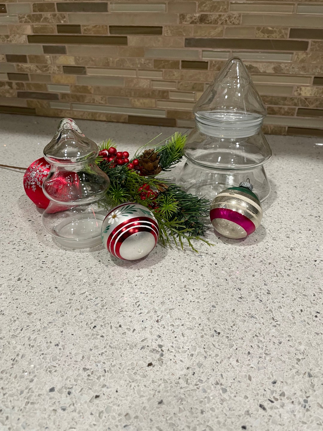6.5 and 4.5 Vintage Fillable Clear Glass Christmas Tree Jars Etsy