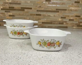 Set of Three Vintage Corningware Spice of Life Individual Baking Dishes (2 3/4 cup)