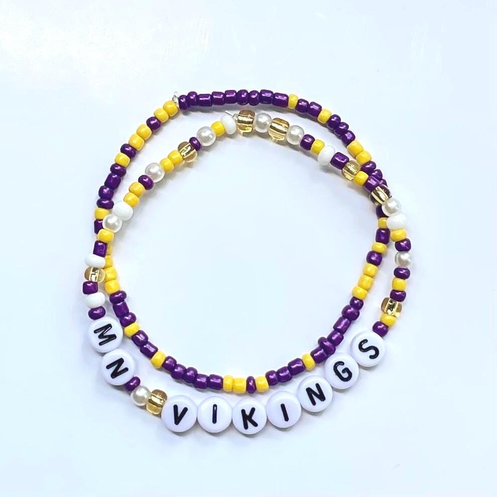 Purple & Yellow Vikings Bracelet Stack, School Pride Bracelet