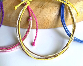 Yellow Wax Cord Friendship Bracelet | Adjustable Multistrand, Waterproof