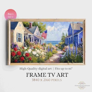 Independence Day TV Art: American Flag, Coastal Garden (Digital Download)
