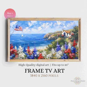 Coastal American Summer Frame TV Art: 4th of July Abstract (Digital Download)