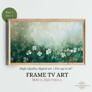 Clovers Oil Painting: St. Patrick&#39;s Day Frame TV Art (Digital Download)