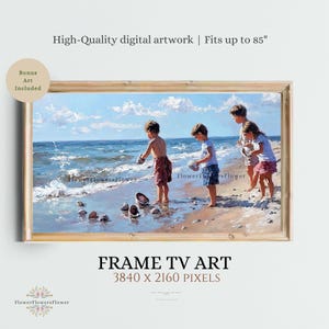 Vintage Beach Oil Painting for Samsung Frame TV (Digital Download)
