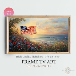 American Flag Frame TV Art: Coastal Wildflowers (Digital Download)