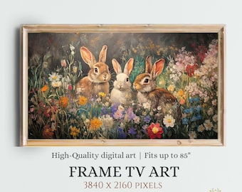 Osterhasen Rahmen TV Kunst: Frühling Wildblumen Gemälde (Digitaler Download)