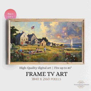 Independence Day TV Art: American Flag, Coastal Wildflowers (Digital Download)
