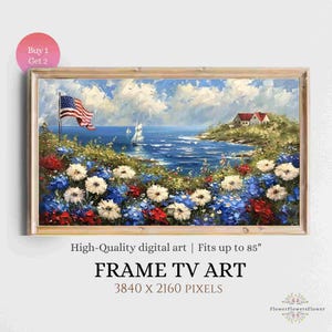 Coastal American Summer Frame TV Art: 4th of July Abstract (Digital Download)