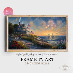 Independence Day TV Art: American Flag, Coastal Garden (Digital Download)