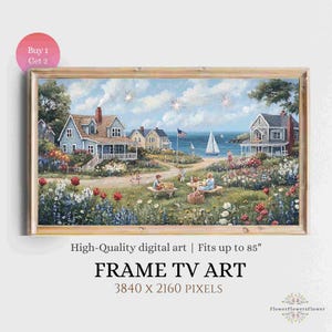 Independence Day TV Art: American Flag, Coastal Wildflowers (Digital Download)