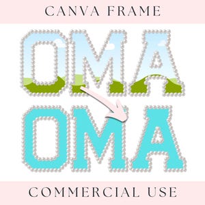 Cornice Pearl Oma Canva, Crea la tua, Personalizzata, Sublimazione, DTF, Clipart per uso commerciale, Design PNG, Grand Millennial, Vintage Coquette