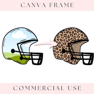 Marco de lienzo con casco de fútbol americano dibujado a mano, clipart para uso comercial, diseño PNG, día del partido, crea el tuyo propio, otoño, personalizado, sublimación, DTF