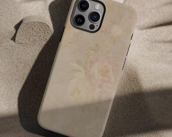 Vrouwelijke telefoonhoes | Neutraal esthetisch botanisch iPhone-hoesje | Bloemen cottagecore iPhone-hoesje 17 inch | Samsung telefoonhoesje | Cadeau voor vrouwen