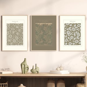 Set di tre opere d'arte da parete cristiane / Nome degli Dei / Arte William Morris / Stampe d'arte / Stampa d'arte da parete minimalista / Stampe d'arte da parete cristiane moderne