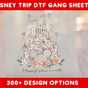 Happiest Place on Earth Ready To Press, Magical Castle DTF Transfer, Disney Floral Castle DTF Print, Magical Kingdom DTF, Family Shirt Dtf